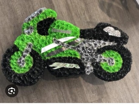Green Motorbike Funeral Tribute