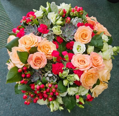 Peach & Succulent Posy